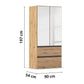 Rauch Cara Artisan Oak 2 Door Mirrored Wardrobe with Drawers
