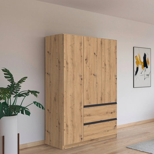 Rauch Cara Artisan Oak 3 Door Wardrobe with Drawers 136cm