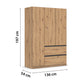 Rauch Cara Artisan Oak 3 Door Wardrobe with Drawers 136cm