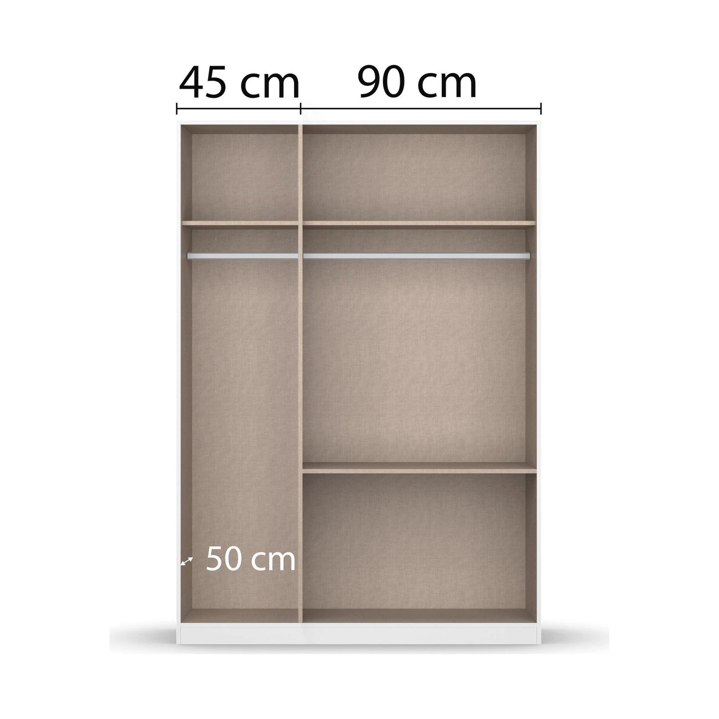 Rauch Cara White 3 Door Mirrored Wardrobe with Drawers 136cm