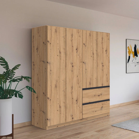 Rauch Cara Artisan Oak 4 Door Wardrobe with Drawers 181cm