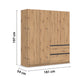Rauch Cara Artisan Oak 4 Door Wardrobe with Drawers 181cm