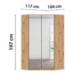 Rauch Cara Artisan Oak Corner Wardrobe Unit with Mirror Doors