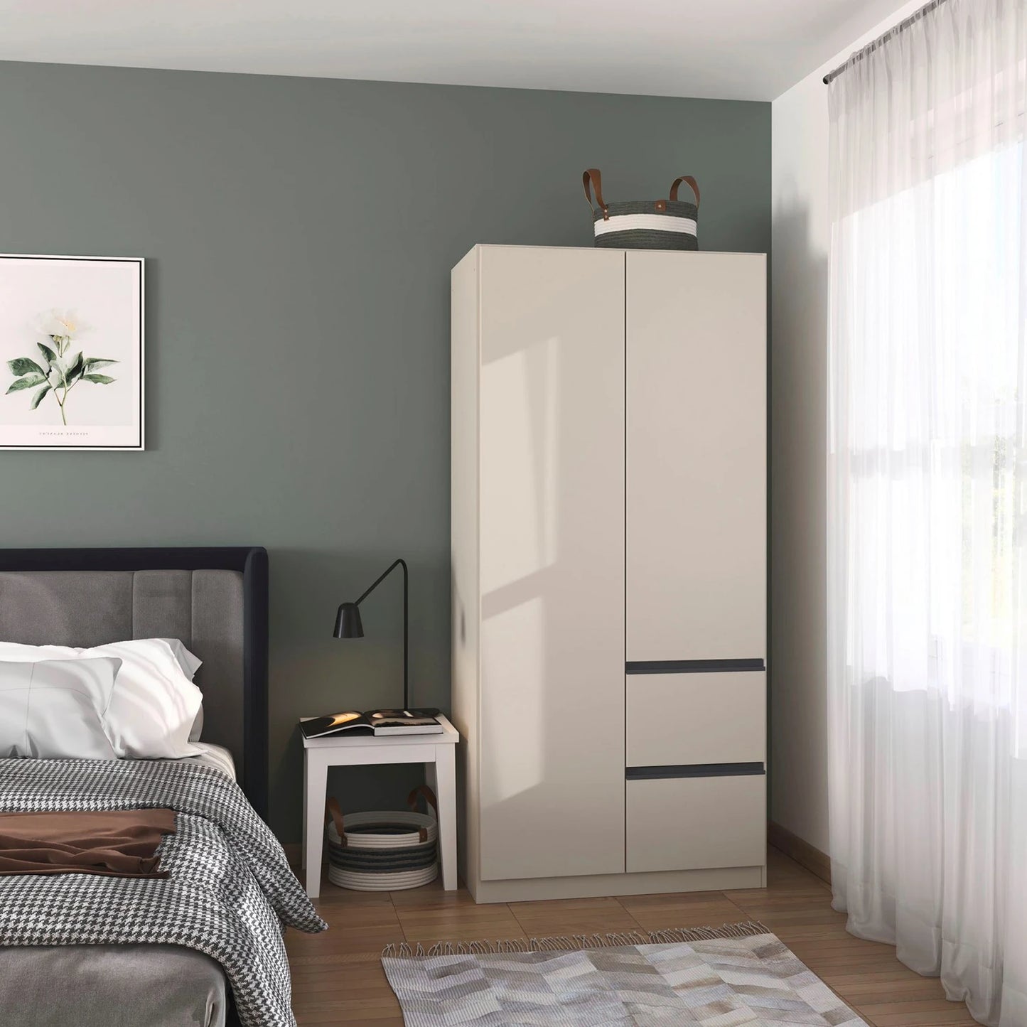 Rauch Cara Champagne 2 Door Wardrobe with Side Drawers 91cm