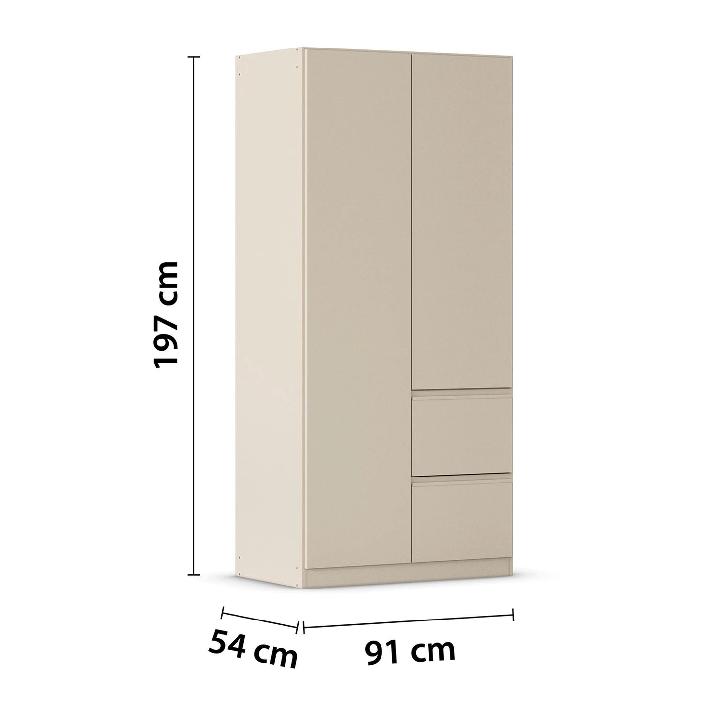 Rauch Cara Champagne 2 Door Wardrobe with Side Drawers 91cm