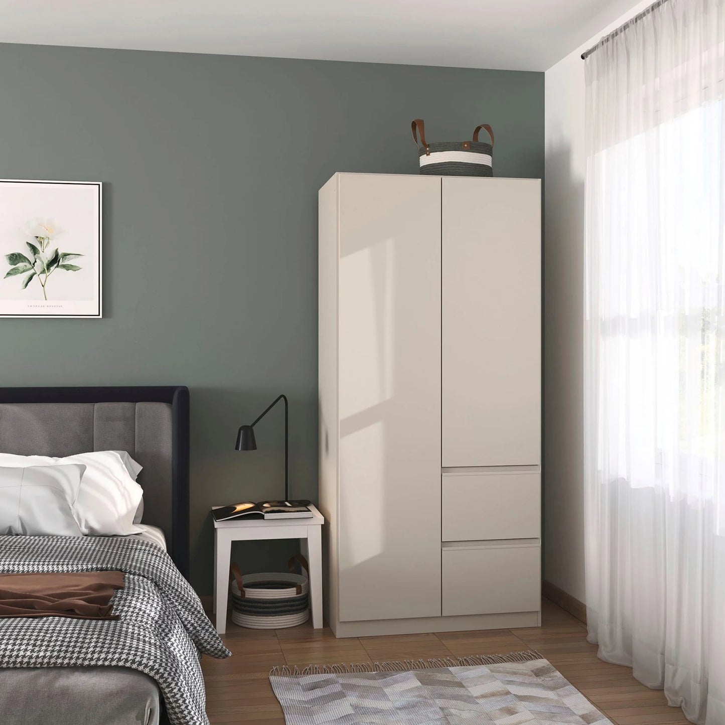 Rauch Cara Champagne 2 Door Wardrobe with Side Drawers 91cm