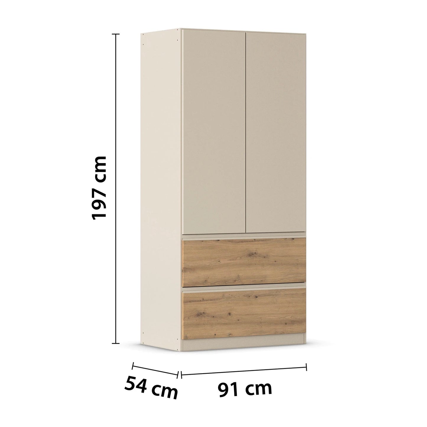 Rauch Cara Champagne 2 Door Wardrobe with Drawers