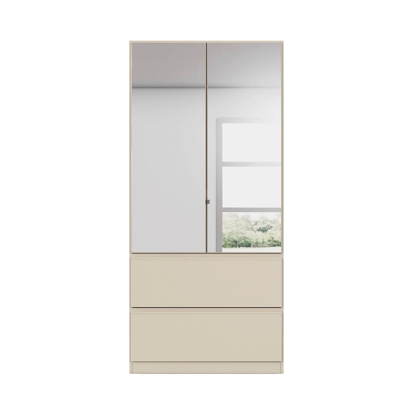 Rauch Cara Champagne 2 Door Mirrored Wardrobe with Drawers