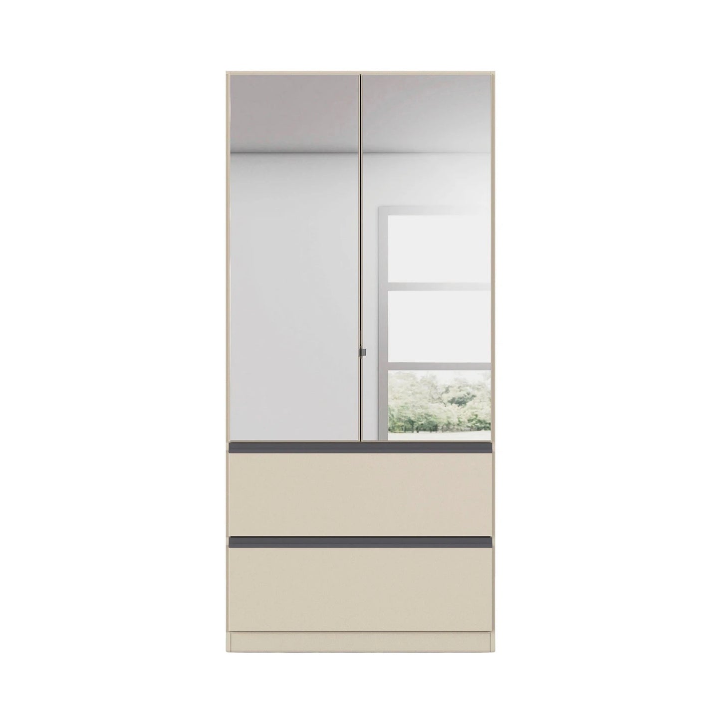 Rauch Cara Champagne 2 Door Mirrored Wardrobe with Drawers