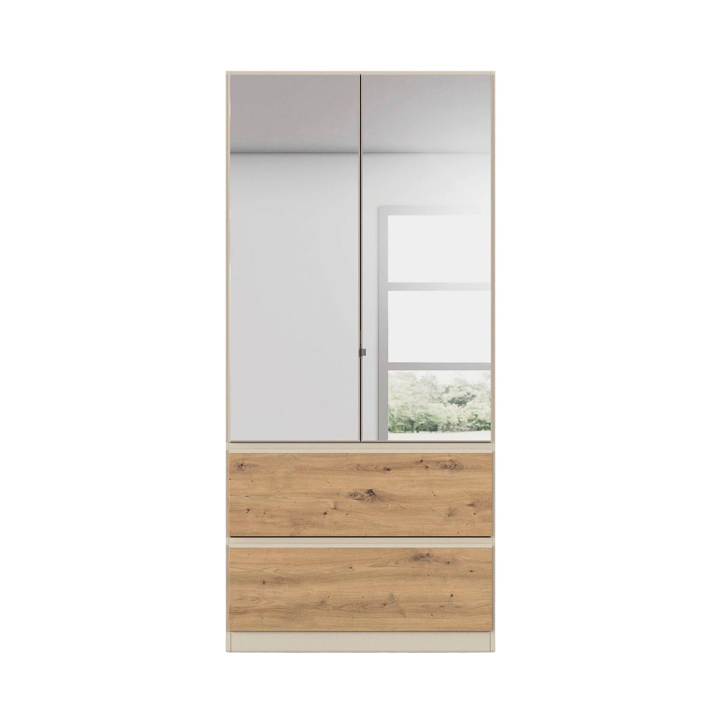 Rauch Cara Champagne 2 Door Mirrored Wardrobe with Drawers