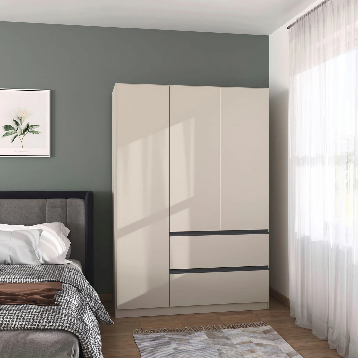 Rauch Cara Champagne 3 Door Wardrobe with Drawers 136cm