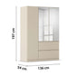 Rauch Cara Champagne 3 Door Mirrored Wardrobe with Drawers 136cm