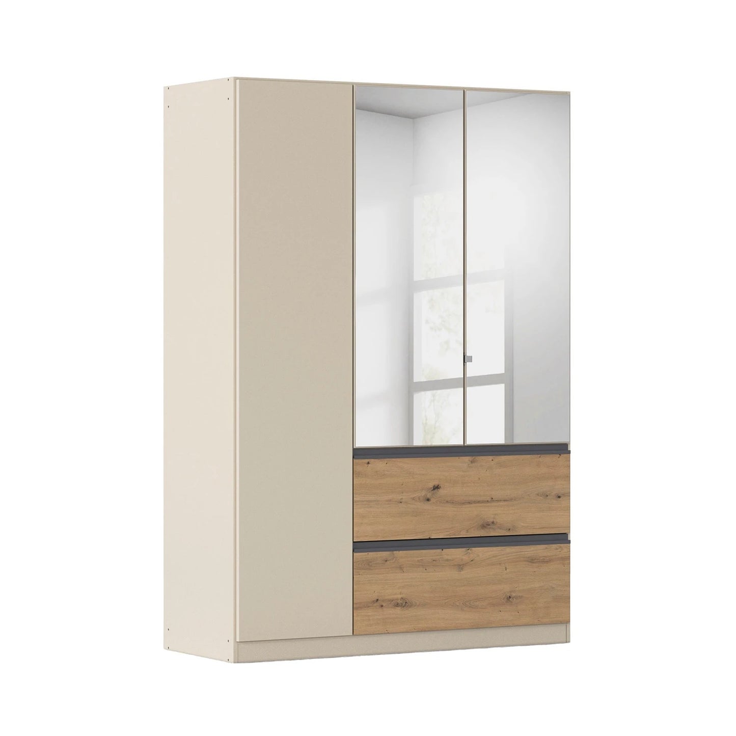 Rauch Cara Champagne 3 Door Mirrored Wardrobe with Drawers 136cm