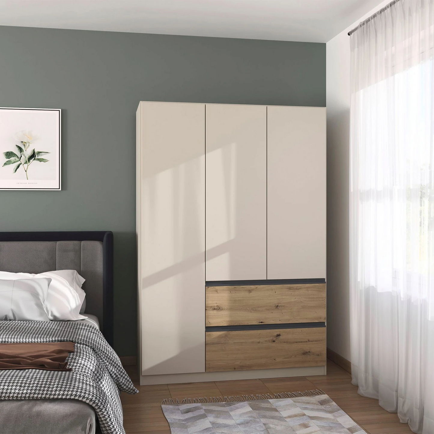 Rauch Cara Champagne 3 Door Wardrobe with Drawers 136cm