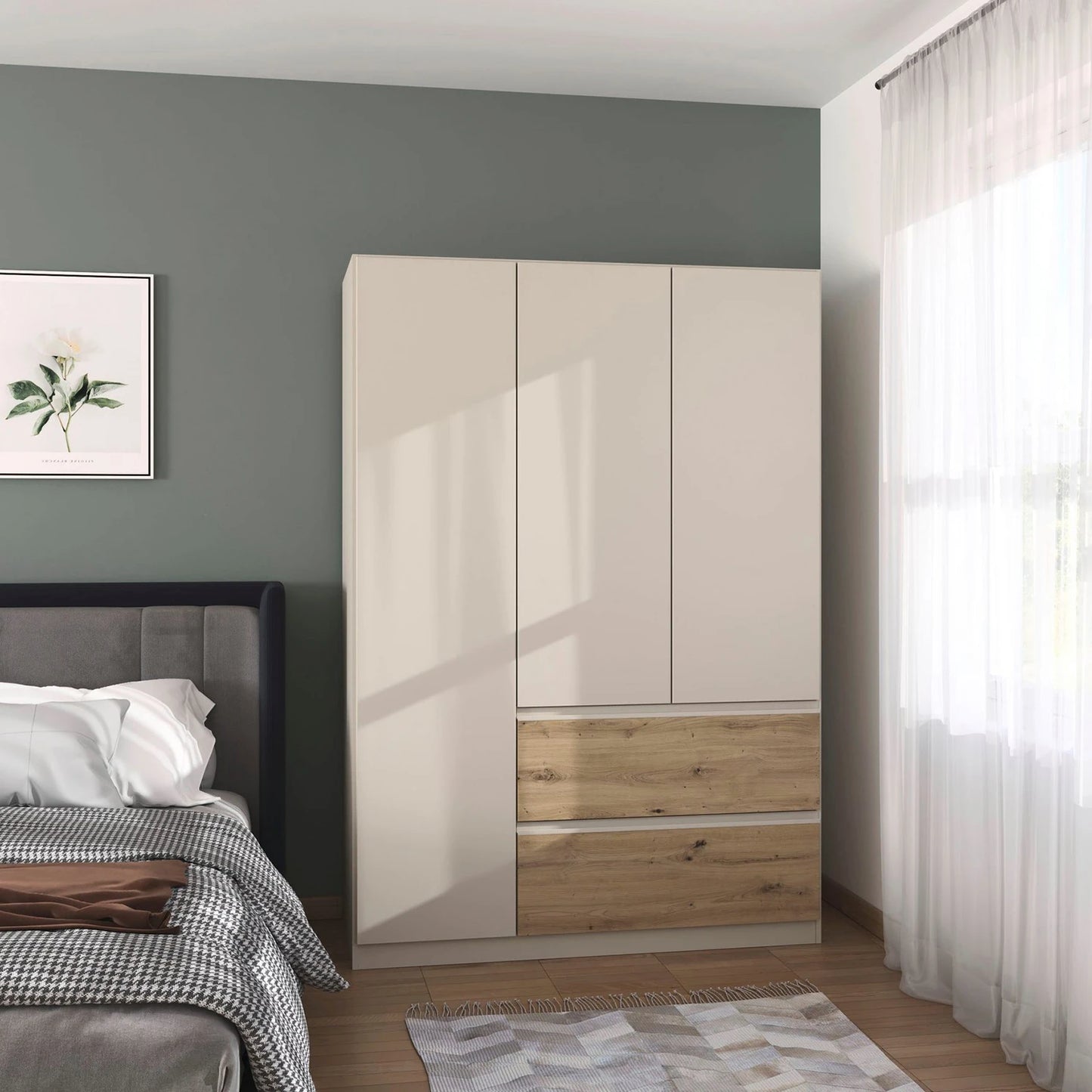 Rauch Cara Champagne 3 Door Wardrobe with Drawers 136cm