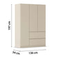 Rauch Cara Champagne 3 Door Wardrobe with Drawers 136cm