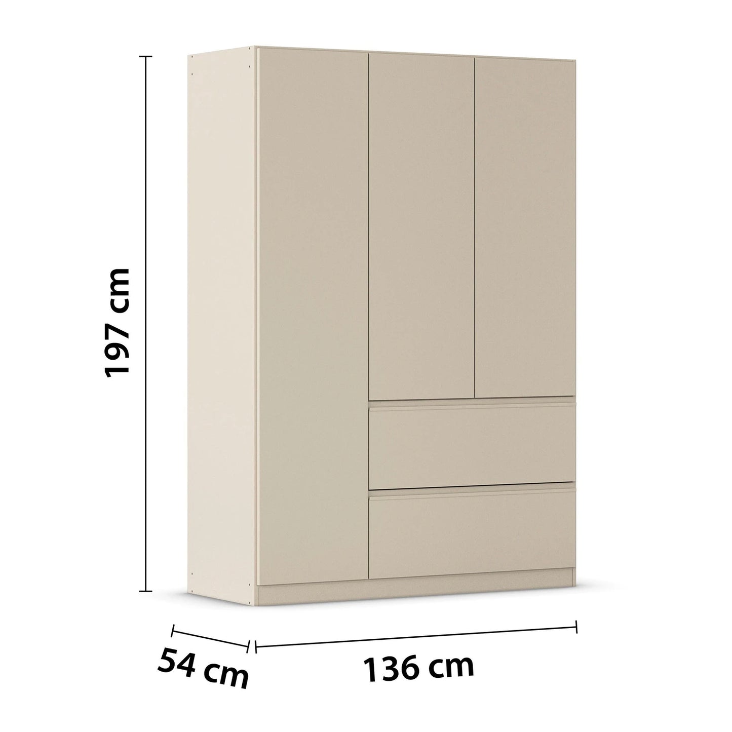 Rauch Cara Champagne 3 Door Wardrobe with Drawers 136cm