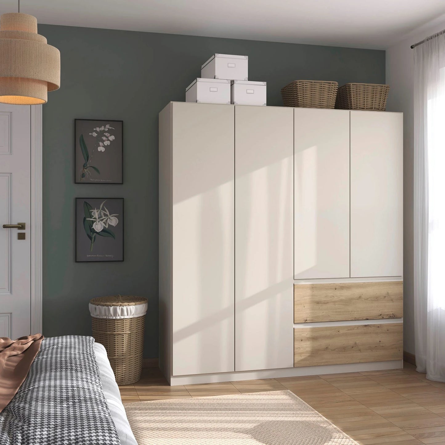 Rauch Cara Champagne 4 Door Wardrobe with Drawers 181cm