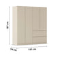 Rauch Cara Champagne 4 Door Wardrobe with Drawers 181cm
