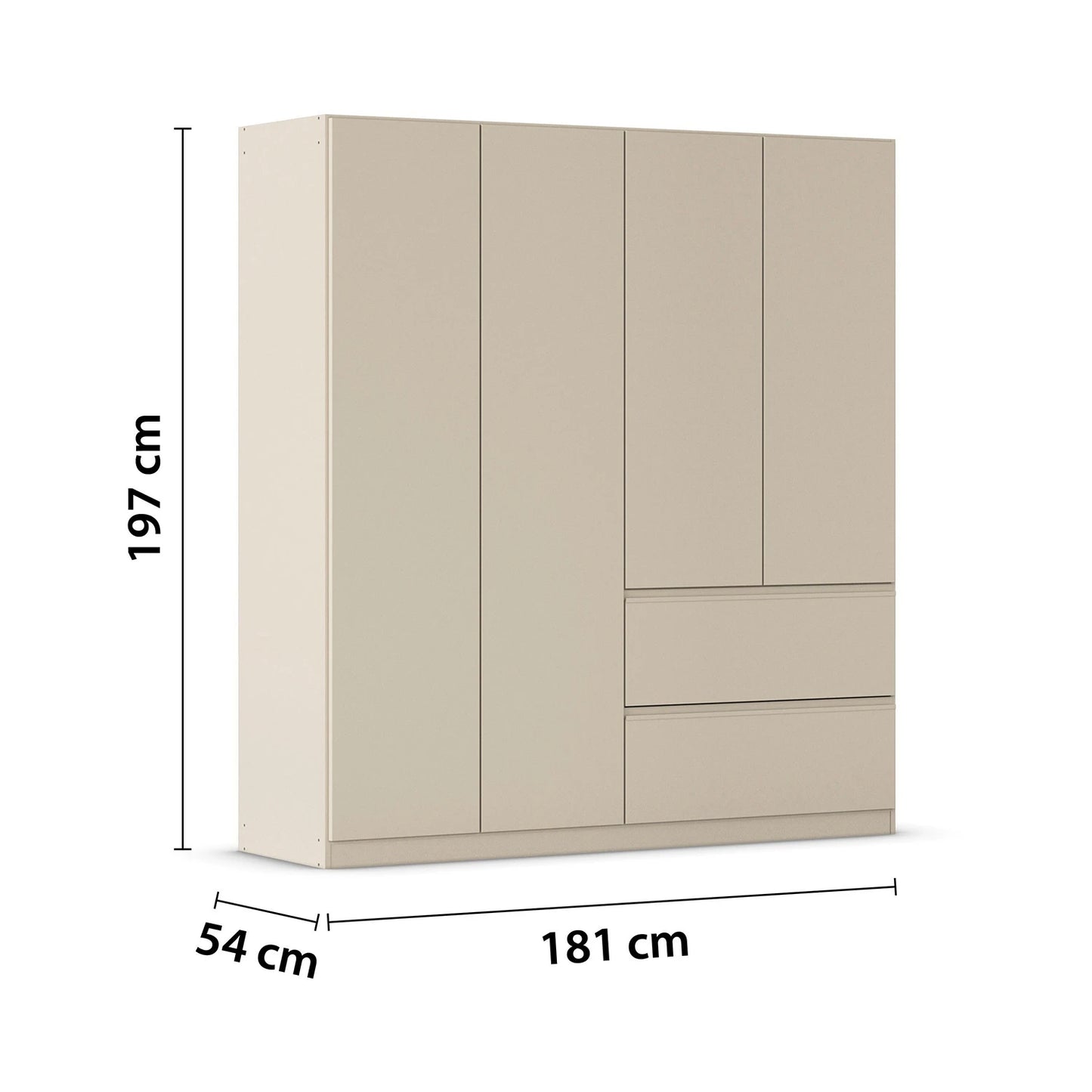 Rauch Cara Champagne 4 Door Wardrobe with Drawers 181cm