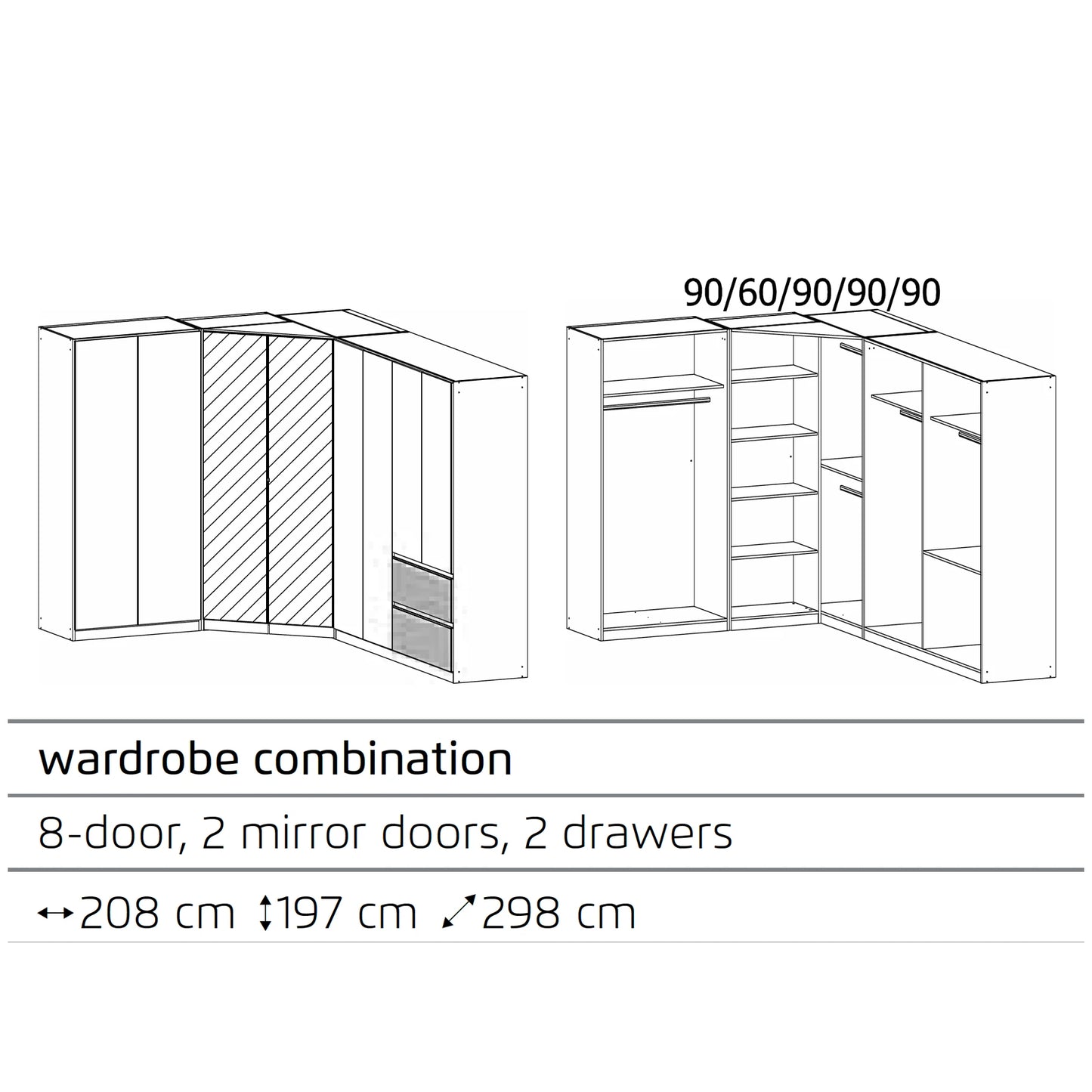 Rauch Cara Artisan Oak Large Corner Wardrobe