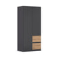 Rauch Cara Metallic Grey 2 Door Wardrobe with Side Drawers 91cm