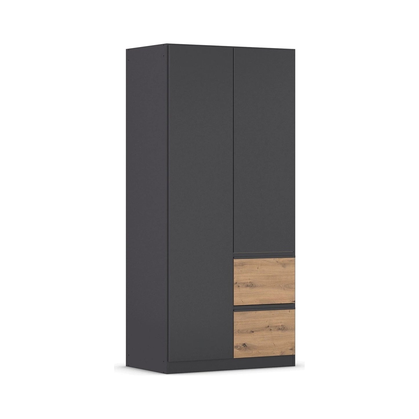 Rauch Cara Metallic Grey 2 Door Wardrobe with Side Drawers 91cm