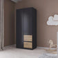 Rauch Cara Metallic Grey 2 Door Wardrobe with Side Drawers 91cm