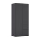 Rauch Cara Metallic Grey 2 Door Wardrobe with Side Drawers 91cm