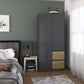 Rauch Cara Metallic Grey 2 Door Wardrobe with Side Drawers 91cm