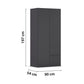 Rauch Cara Metallic Grey 2 Door Wardrobe with Side Drawers 91cm
