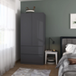 Rauch Cara Metallic Grey 2 Door Wardrobe with Drawers