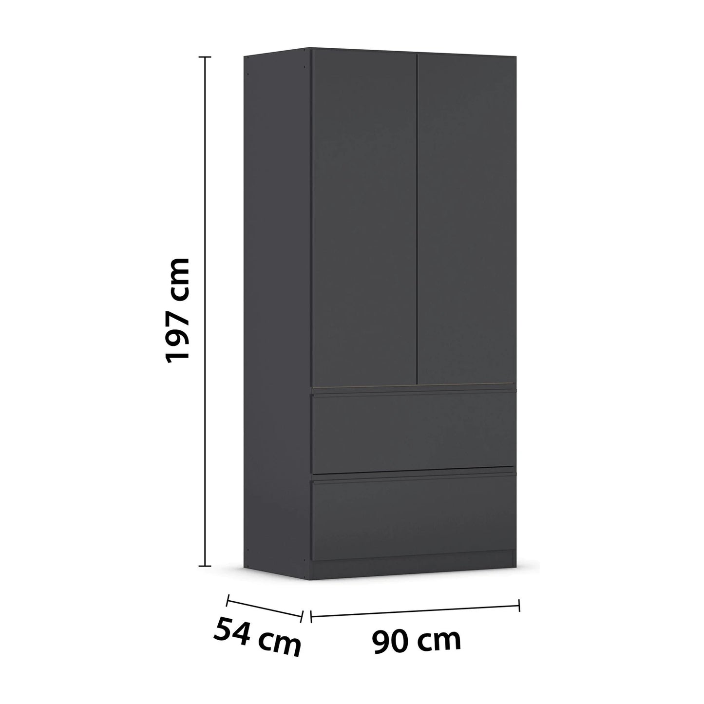 Rauch Cara Metallic Grey 2 Door Wardrobe with Drawers