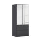 Rauch Cara Metallic Grey 2 Door Mirrored Wardrobe with Drawers