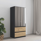 Rauch Cara Metallic Grey 2 Door Mirrored Wardrobe with Drawers