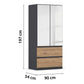 Rauch Cara Metallic Grey 2 Door Mirrored Wardrobe with Drawers