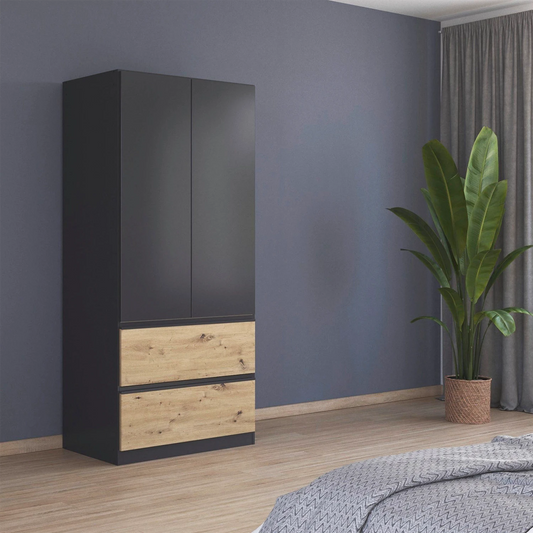 Rauch Cara Metallic Grey 2 Door Wardrobe with Drawers