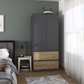 Rauch Cara Metallic Grey 2 Door Wardrobe with Drawers