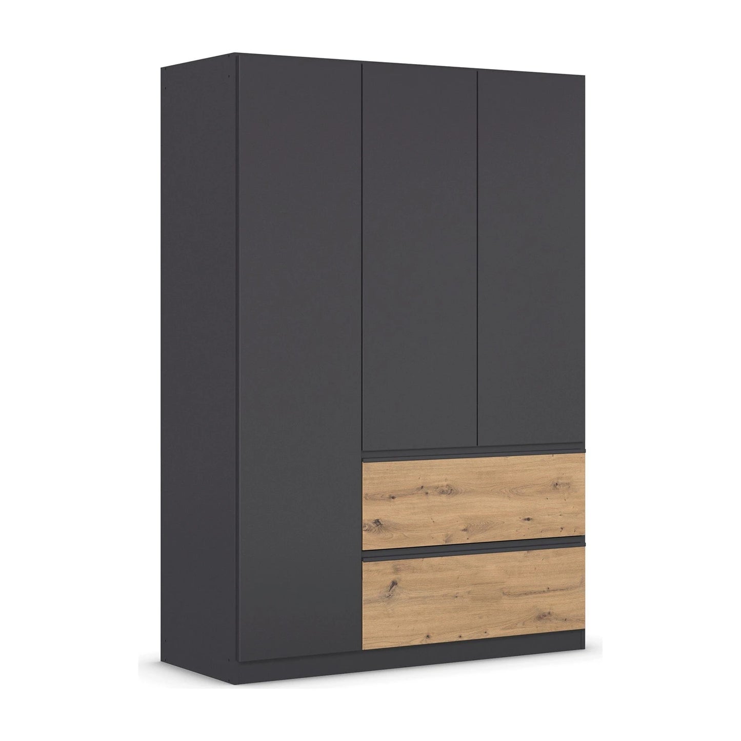 Rauch Cara Metallic Grey 3 Door Wardrobe with Drawers 136cm