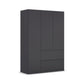Rauch Cara Metallic Grey 3 Door Wardrobe with Drawers 136cm