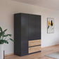 Rauch Cara Metallic Grey 3 Door Wardrobe with Drawers 136cm