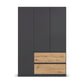 Rauch Cara Metallic Grey 3 Door Wardrobe with Drawers 136cm