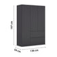 Rauch Cara Metallic Grey 3 Door Wardrobe with Drawers 136cm