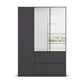 Rauch Cara Metallic Grey 3 Door Mirrored Wardrobe with Drawers 136cm
