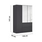 Rauch Cara Metallic Grey 3 Door Mirrored Wardrobe with Drawers 136cm