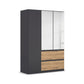 Rauch Cara Metallic Grey 3 Door Mirrored Wardrobe with Drawers 136cm