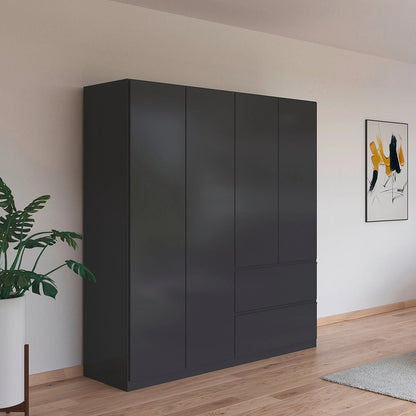 Rauch Cara Metallic Grey 4 Door Wardrobe with Drawers 181cm