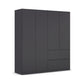 Rauch Cara Metallic Grey 4 Door Wardrobe with Drawers 181cm