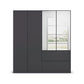 Rauch Cara Metallic Grey 4 Door Mirrored Wardrobe with Drawers 181cm