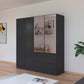 Rauch Cara Metallic Grey 4 Door Mirrored Wardrobe with Drawers 181cm